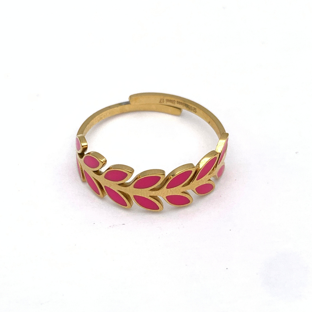 anello papillon fucsia in acciaio gold