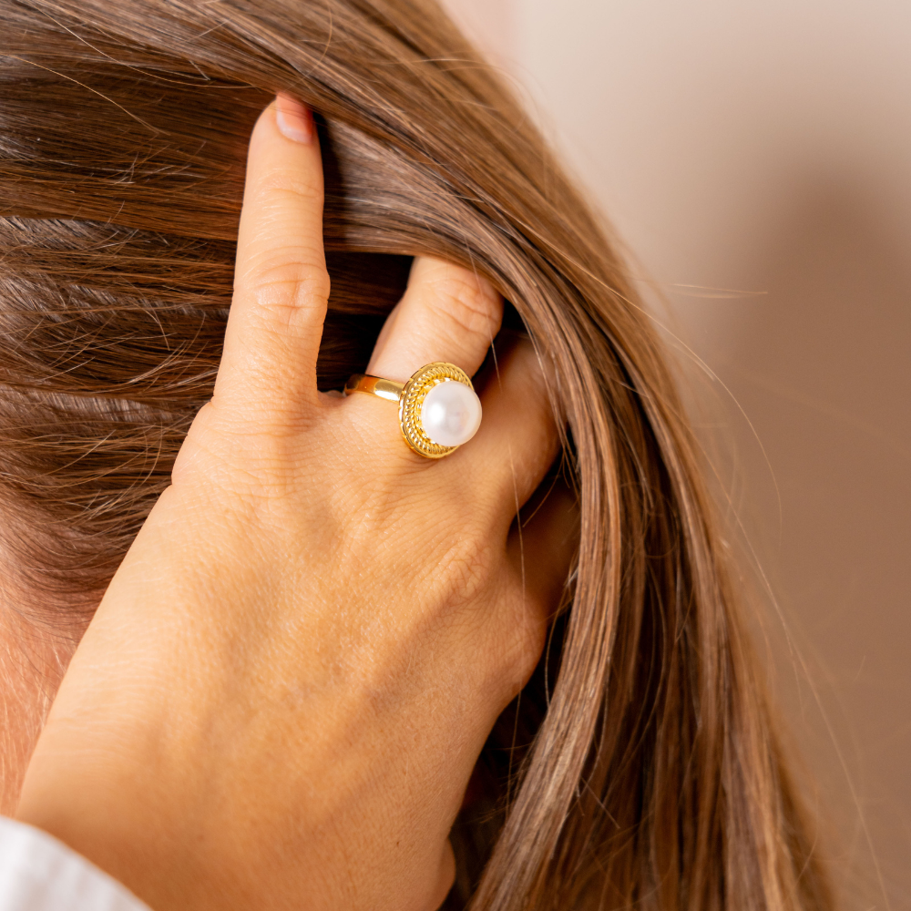 Anello Perla in Argento Gold - WJ Gioielli