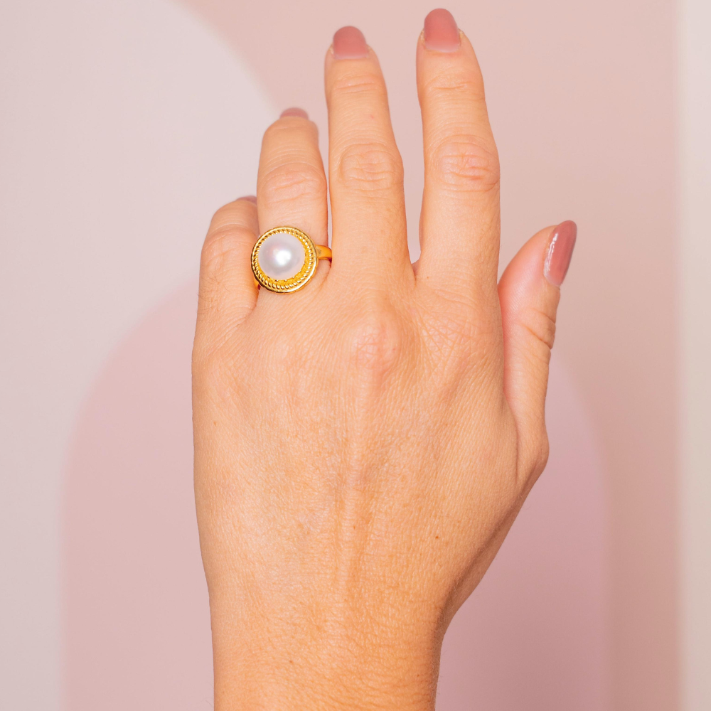 Anello Perla in Argento Gold - WJ Gioielli