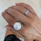 anello in acciaio silver con perla