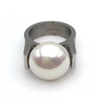 anello in acciaio silver con perla
