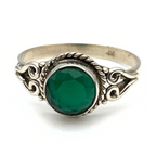Anello Pietra Verde Tonda in Argento Silver - WJ Gioielli