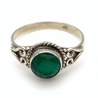 Anello Pietra Verde Tonda in Argento Silver - WJ Gioielli