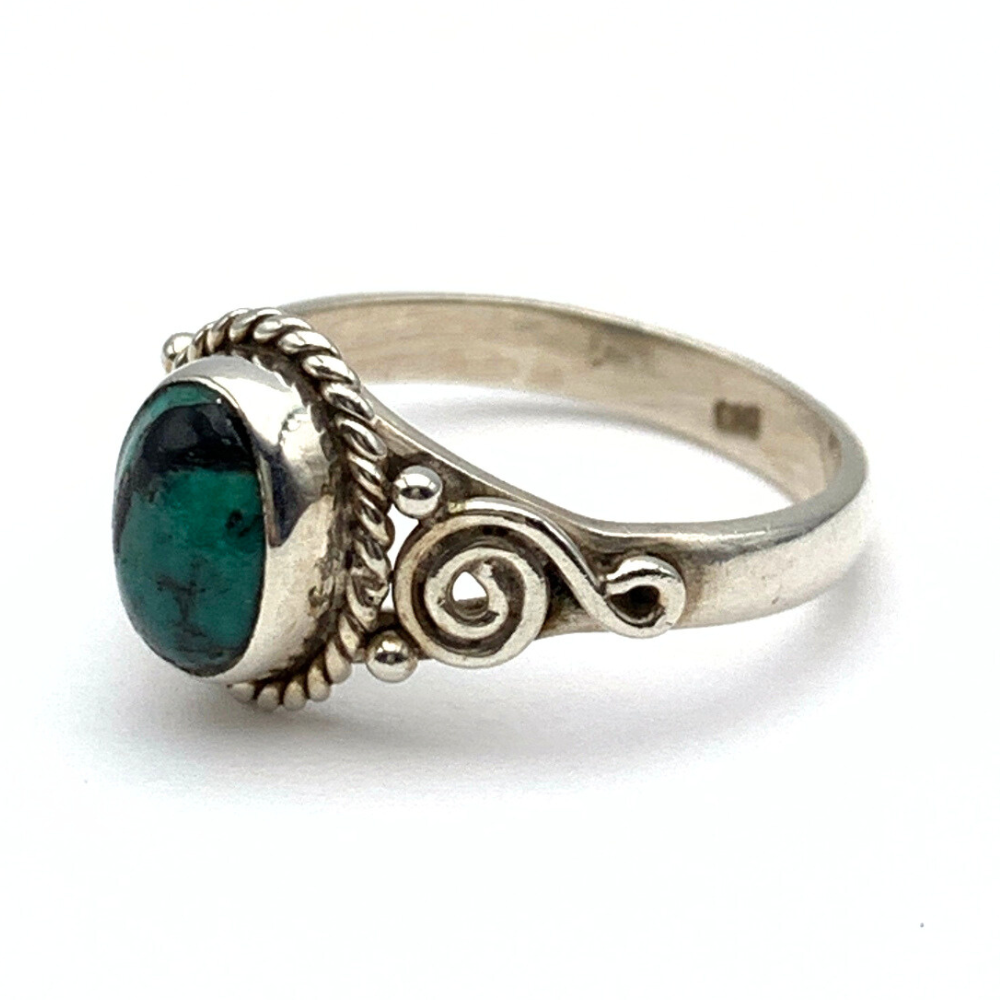 Anello Pietra Malachite Ovale in Argento Silver - WJ Gioielli
