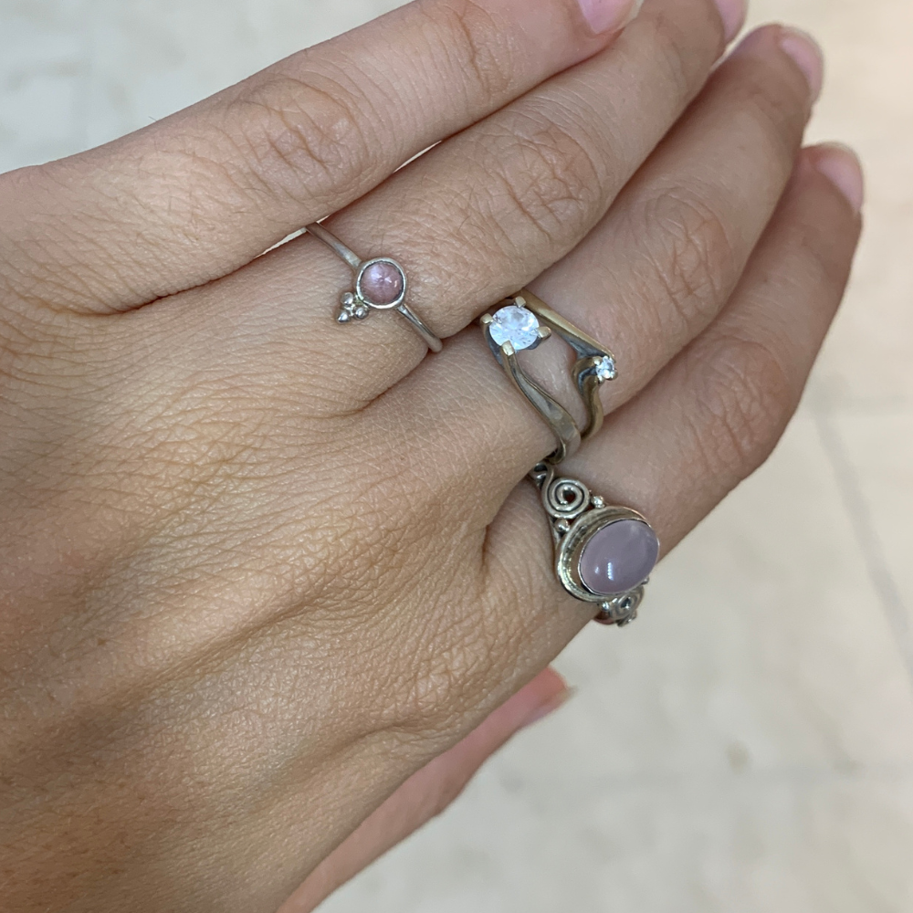 Anello Pietra Rosa in Argento Silver - WJ Gioielli