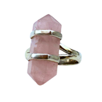Anello Artigianale Respiro Rosa con Pietra Quarzo Rosa a Forma di Matita