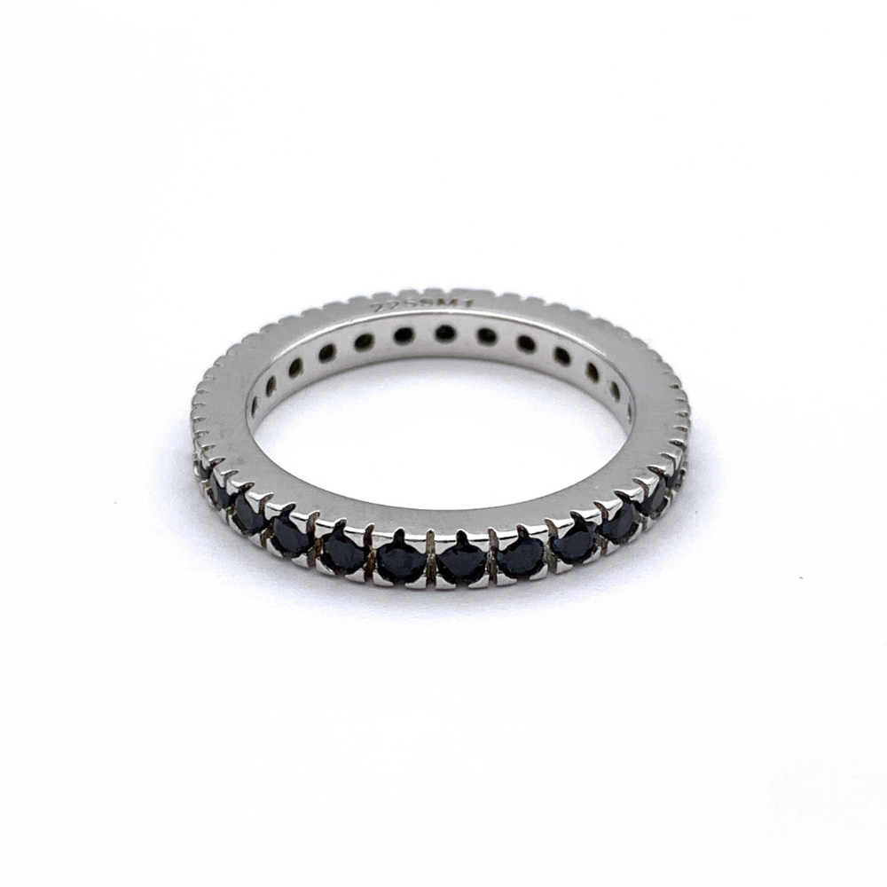 anello in argento silver con zirconi neri
