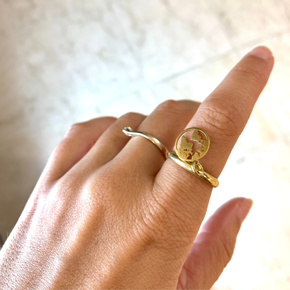 anello wanderlust in argento gold ciondolo mondo