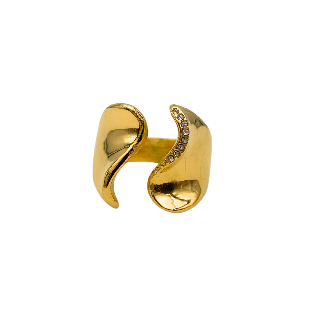Anello Wave of Light in Acciaio Gold - WJ Gioielli