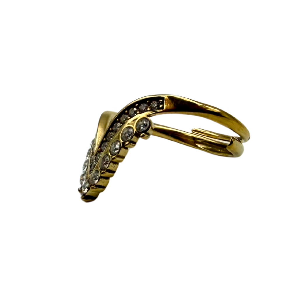 Anello Regolabile a V in Acciaio Gold