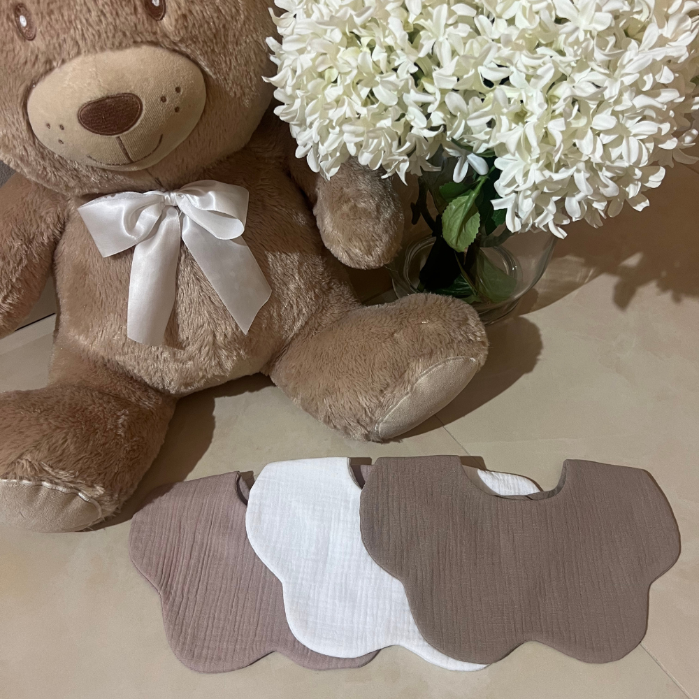 bavaglini a fiore/ nuvola in cotone per neonati personalizzabili con scritta nome