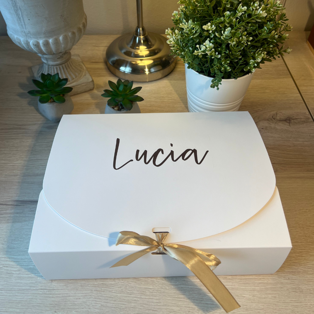 box sposa in cartone con fiocco beige