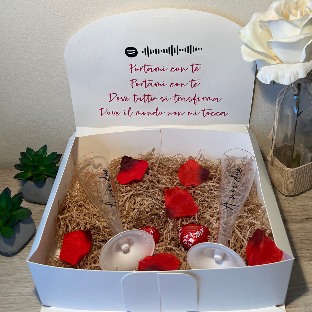 box Spotify music lovers con calici e cioccolatini