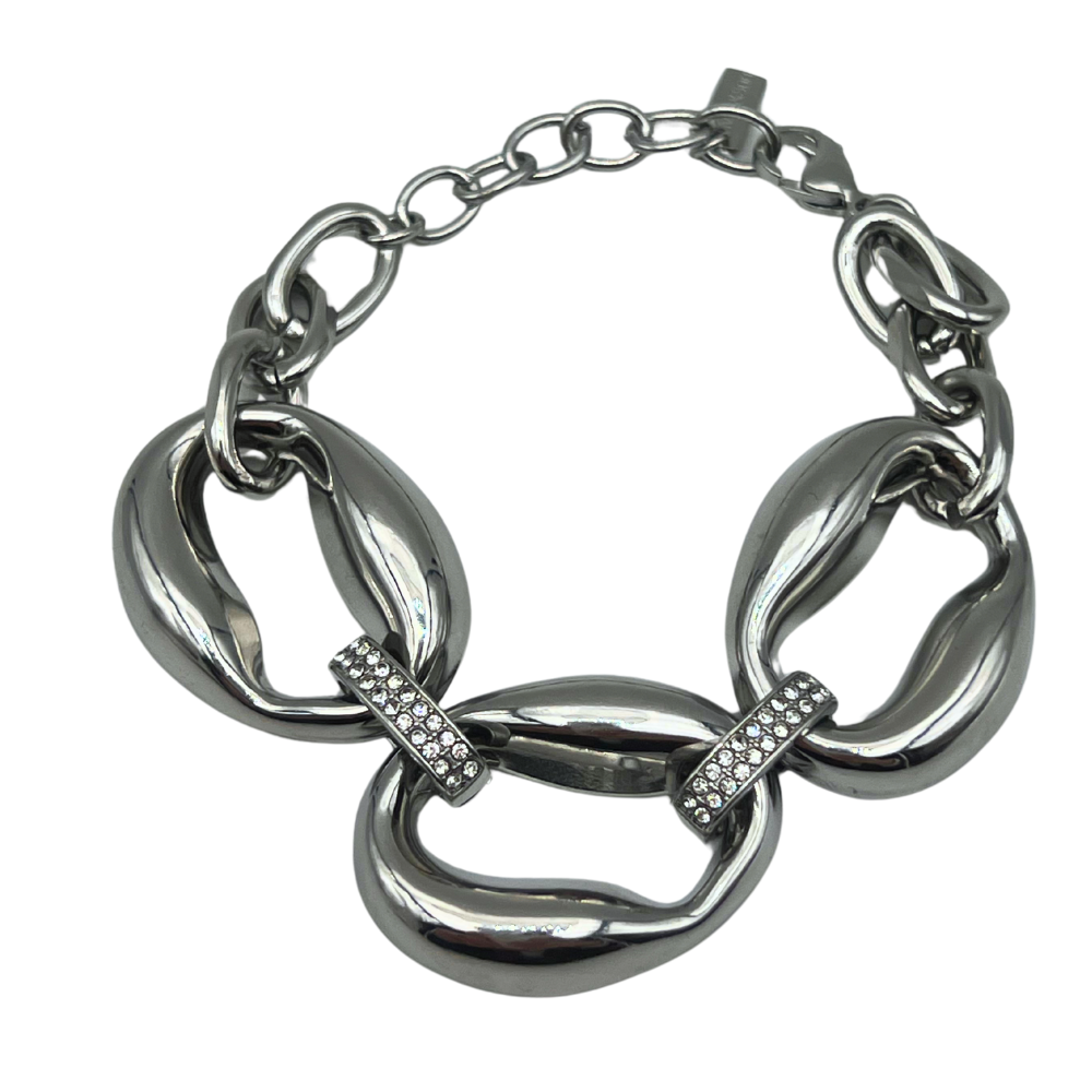 Bracciale Catena Anelli Ovali in Acciaio Silver - WJ Gioielli