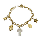 Bracciale Cross & Charms in Acciaio Gold - WJ Gioielli
