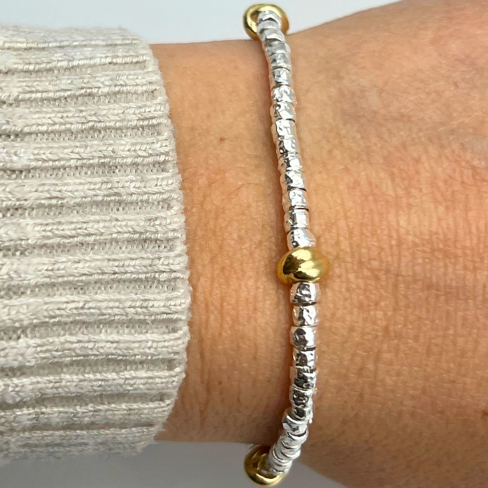 Bracciale con Pepite Martellate e Nodini in Argento925 - WJ Gioielli