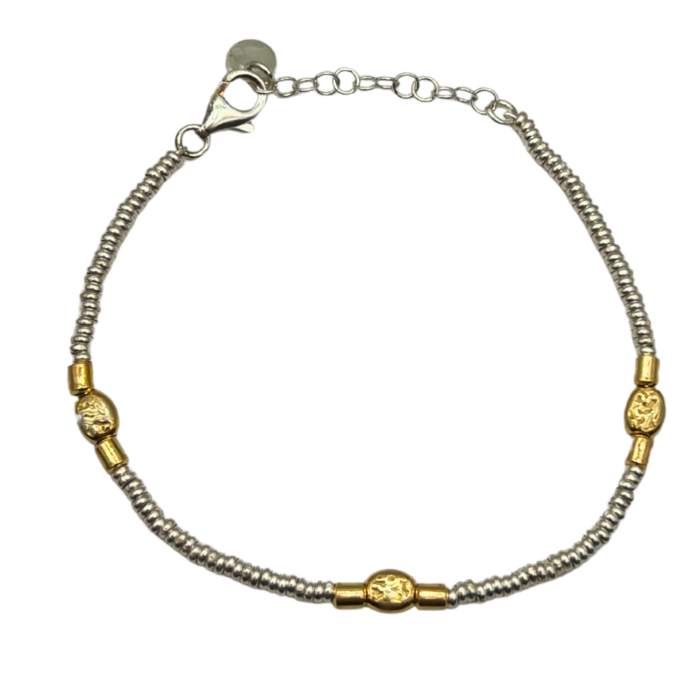 Bracciale con Pepite Martellate e Rondelle in Argento925 - WJ Gioielli