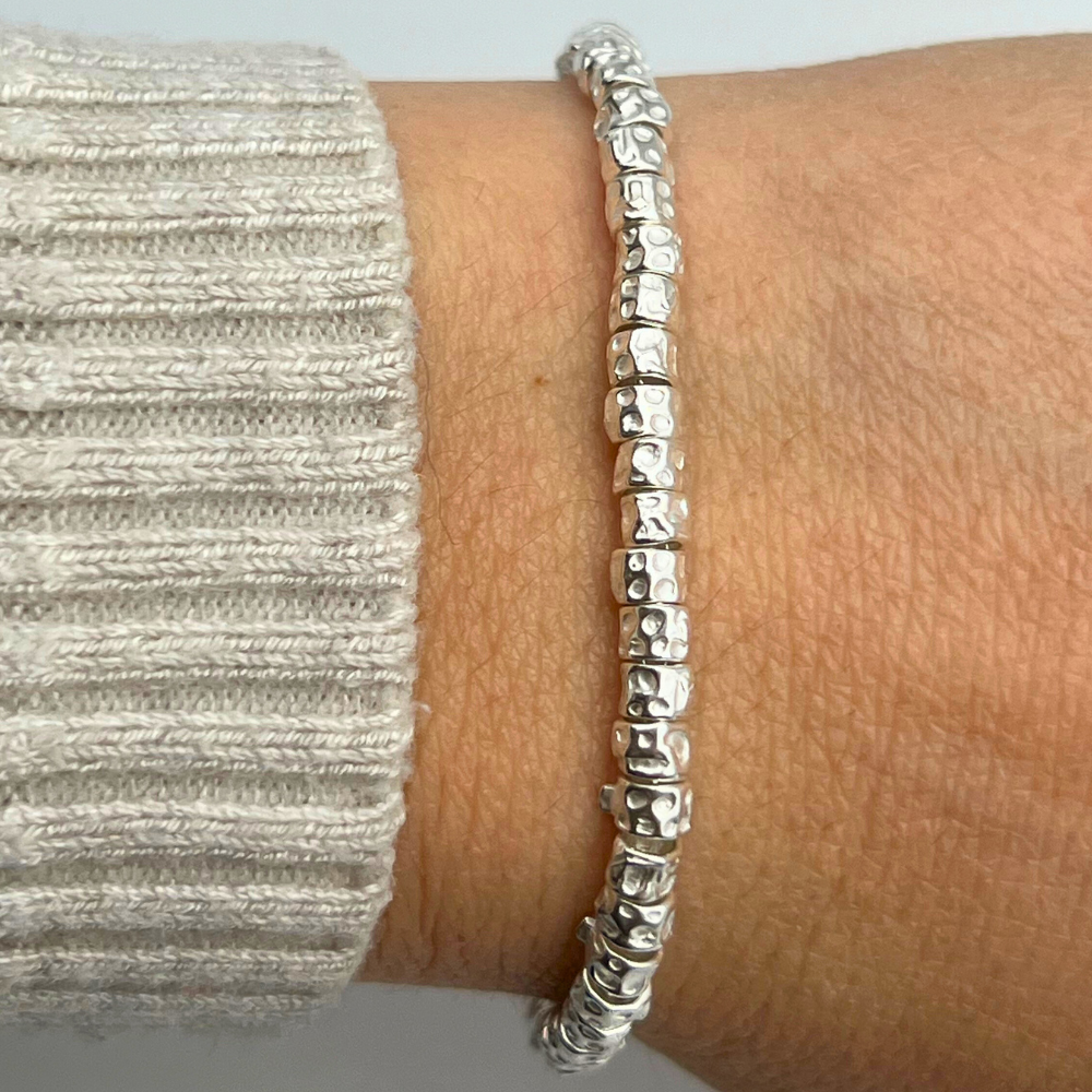 Bracciale con Pepite Martellate in Argento925 - WJ Gioielli