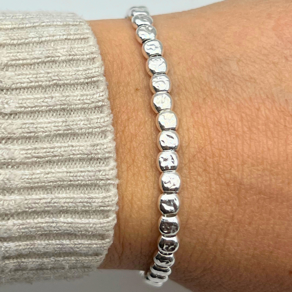 Bracciale con Pepite Rettangolari Martellate in Argento925 - WJ Gioielli