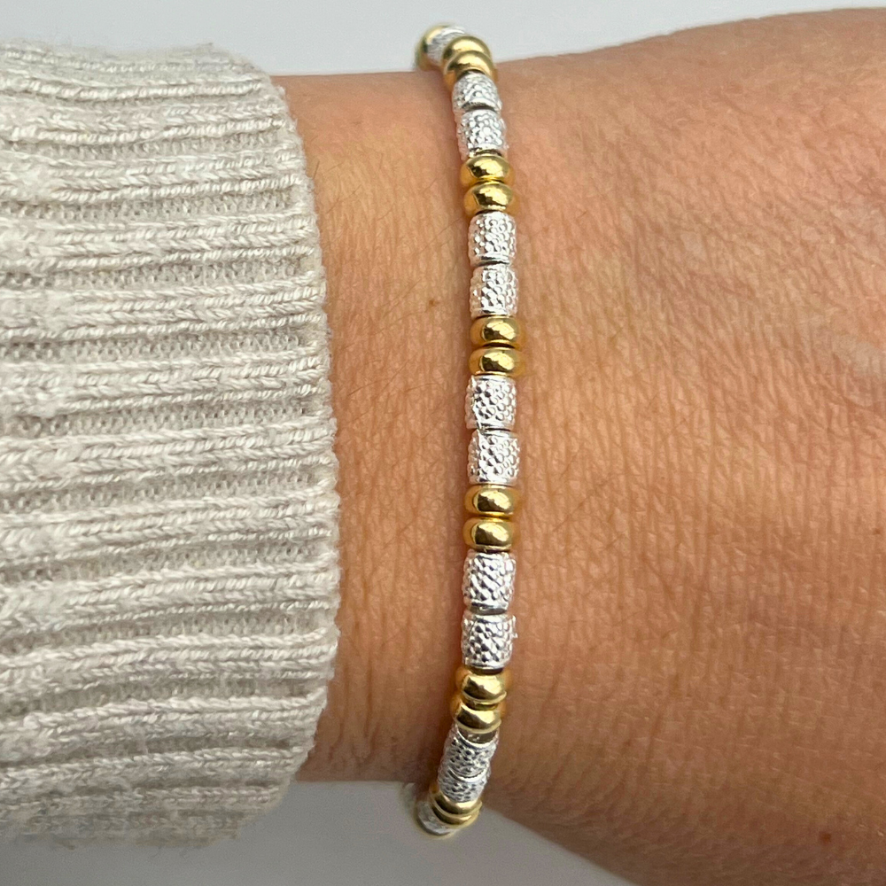 Bracciale con Pepite Puntinate e Rondelle in Argento925 - WJ Gioielli