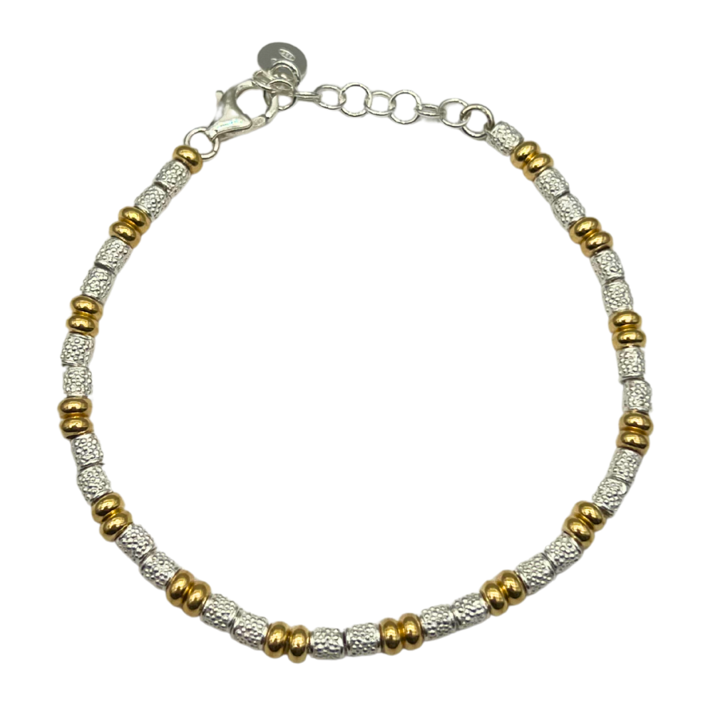 Bracciale con Pepite Puntinate e Rondelle in Argento925 - WJ Gioielli