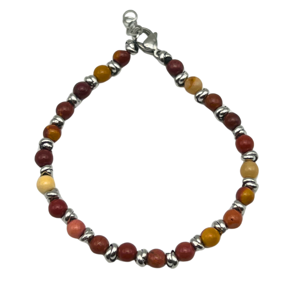 Bracciale Pietre Marroni Mélange in Acciaio Silver - WJ Gioielli
