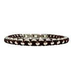Bracciale Axis in Acciaio Silver e Cordino Marrone