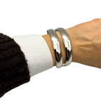 Bracciale Manetta Rigido 3 File in Acciaio Silver