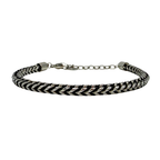 Bracciale Spine in Acciaio Silver e Cordino Nero
