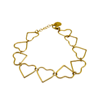 Bracciale Catena con Cuori in Acciaio Gold
