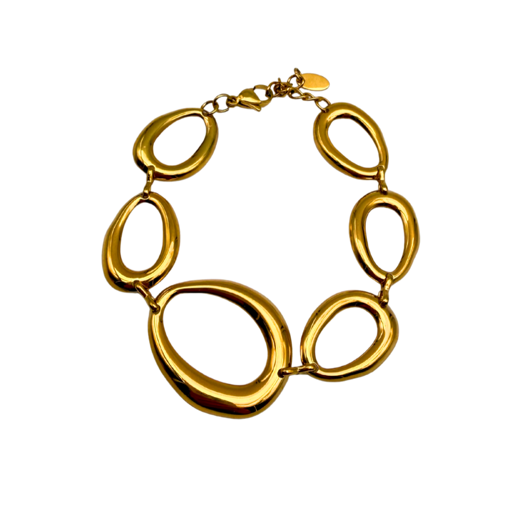 Bracciale Catena Raw Oval in Acciaio Gold