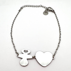 Bracciale Ciuccio e Cuore Personalizzabile in Acciaio Silver - WJ Gioielli