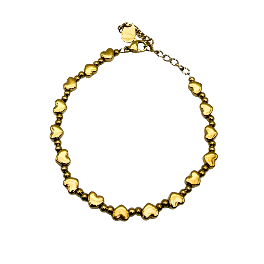 Bracciale Cuoricini in Acciaio Gold