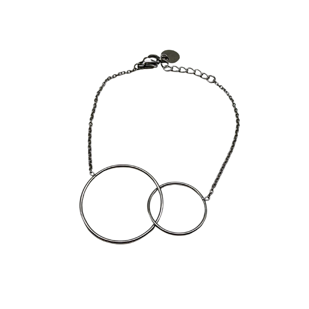 Bracciale Double Ring in acciaio silver