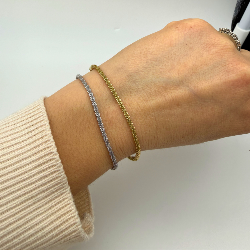 Bracciale Diamantato in Acciaio Gold