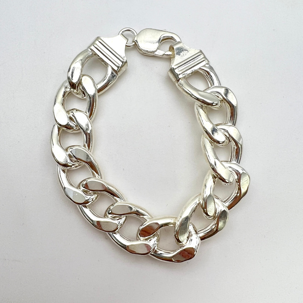 bracciale grumetta a catena in argento 925 rodiato