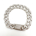 bracciale in argento grumetta a catena zirconi bianchi