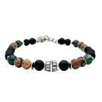 Bracciale Pietre Nere e Verdi in Acciaio Silver - WJ Gioielli