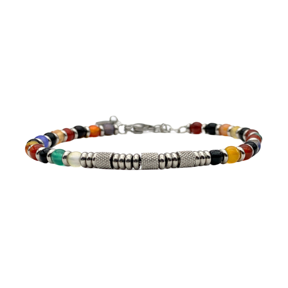 Bracciale Pietre Colorate in Acciaio Silver - WJ Gioielli