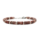 Bracciale Pietre Lapislazzuli Marroni in Acciaio Silver - WJ Gioielli
