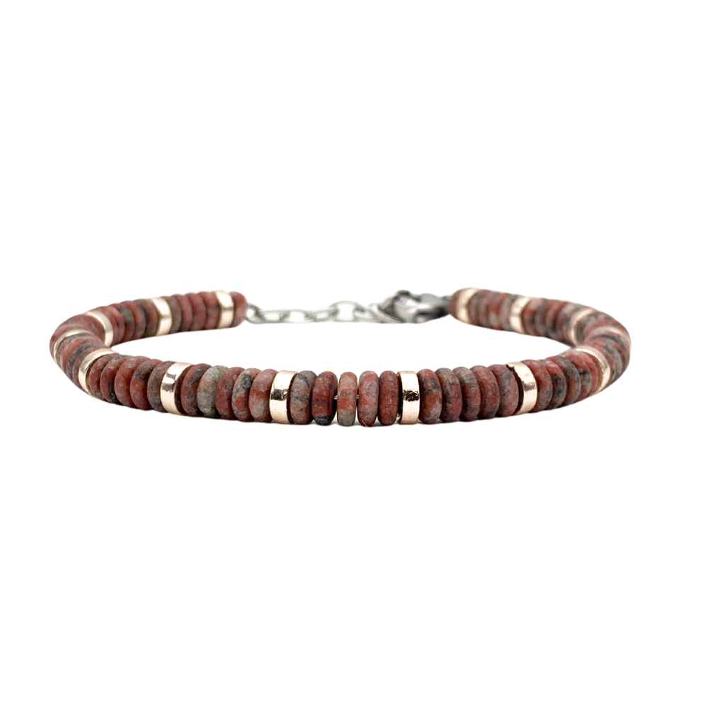 Bracciale Pietre Lapislazzuli Marroni in Acciaio Silver - WJ Gioielli