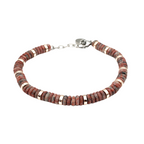 Bracciale Pietre Lapislazzuli Marroni in Acciaio Silver - WJ Gioielli