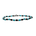 Bracciale Pietre Nere e Azzurre in Acciaio Silver - WJ Gioielli