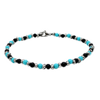 Bracciale Pietre Nere e Azzurre in Acciaio Silver - WJ Gioielli
