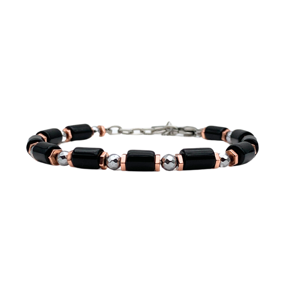 Bracciale Pietre Onice in Acciaio Silver - WJ Gioielli