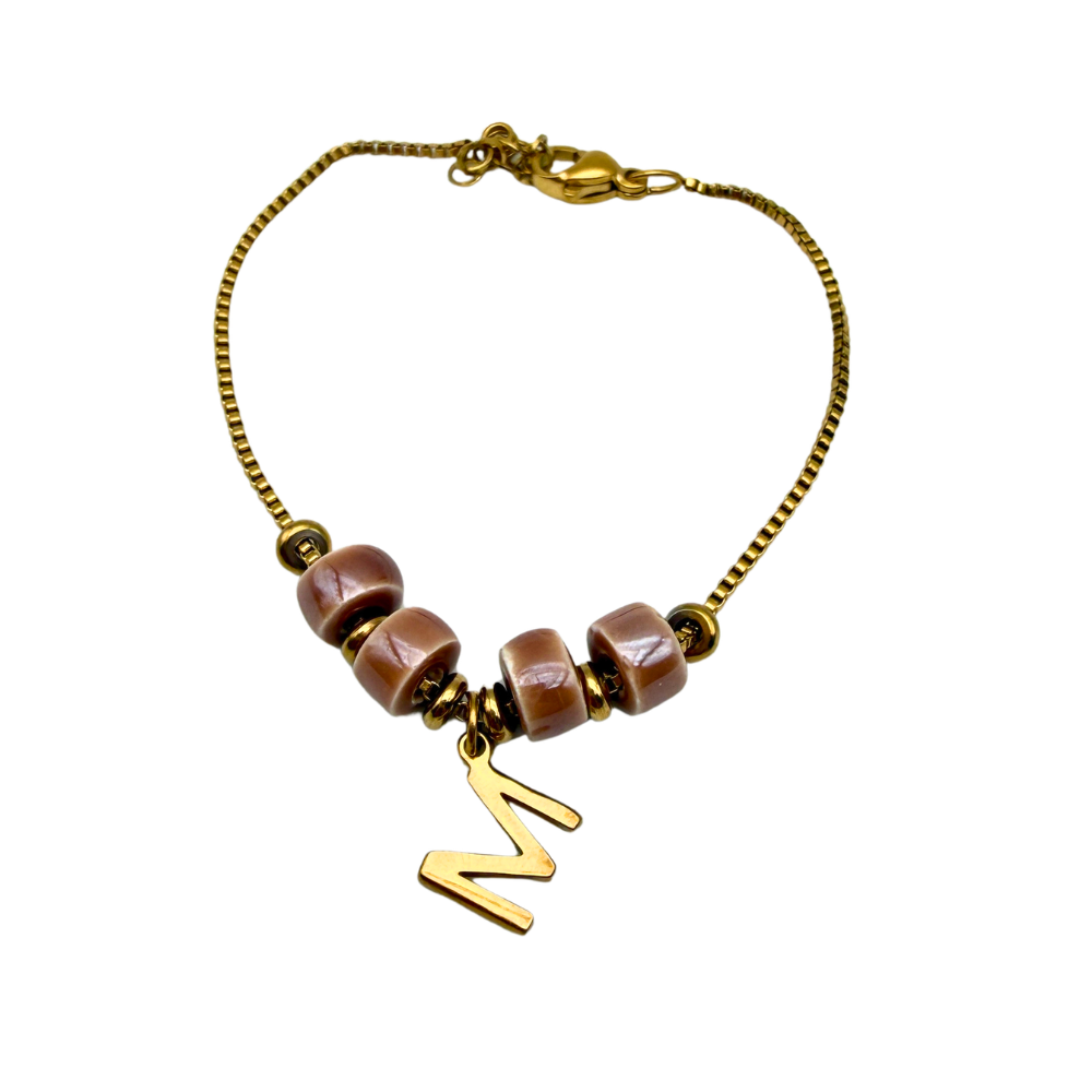 Bracciale Moka Letter in Acciaio Gold