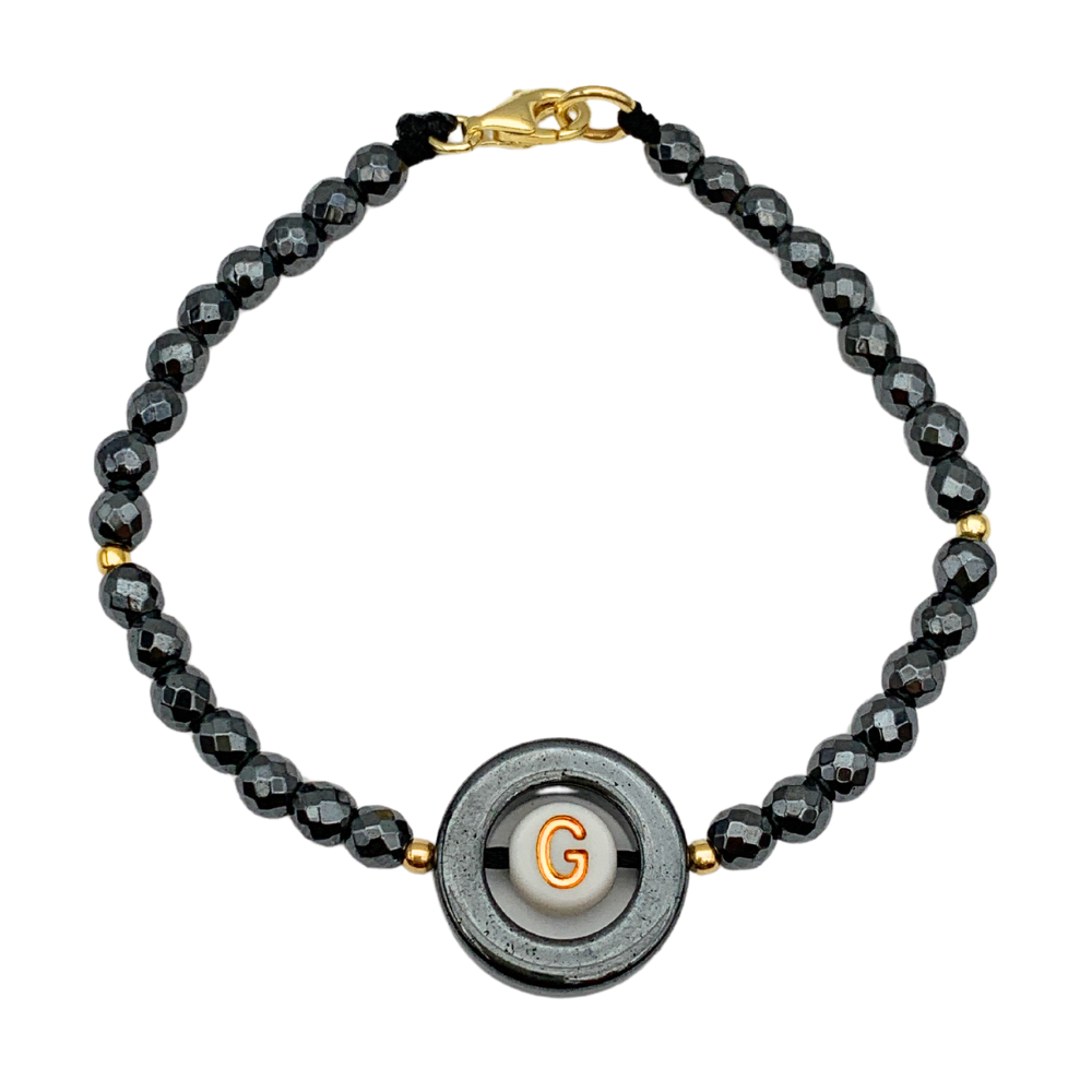 Bracciale Letter Ematite in Argento Gold - WJ Gioielli