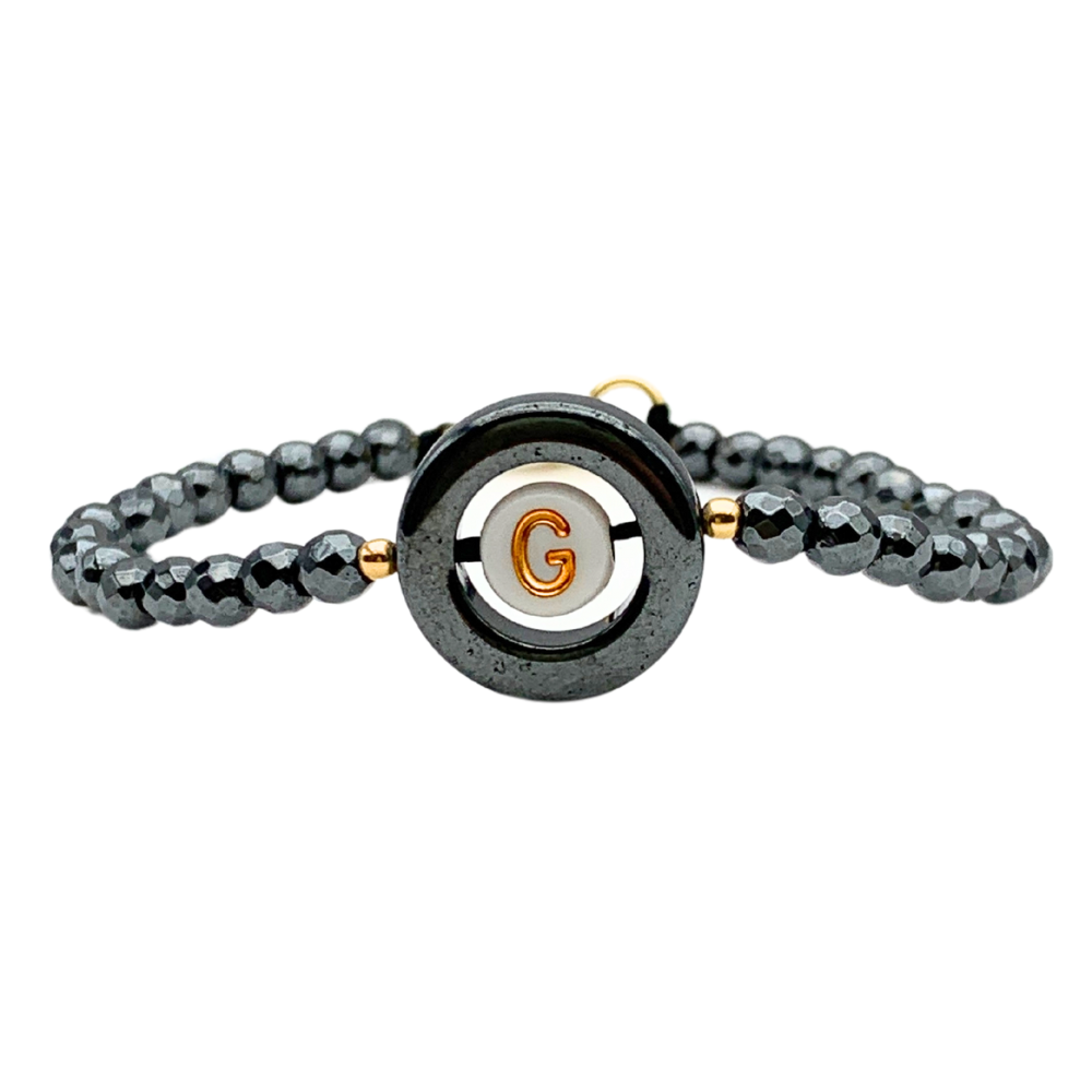 Bracciale Letter Ematite in Argento Gold - WJ Gioielli