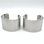 bracciale manetta silver in acciaio rigido fascia larga liscio specchiato
