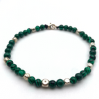 bracciale con pepite in argento 925 alternate a pietre dure verdi